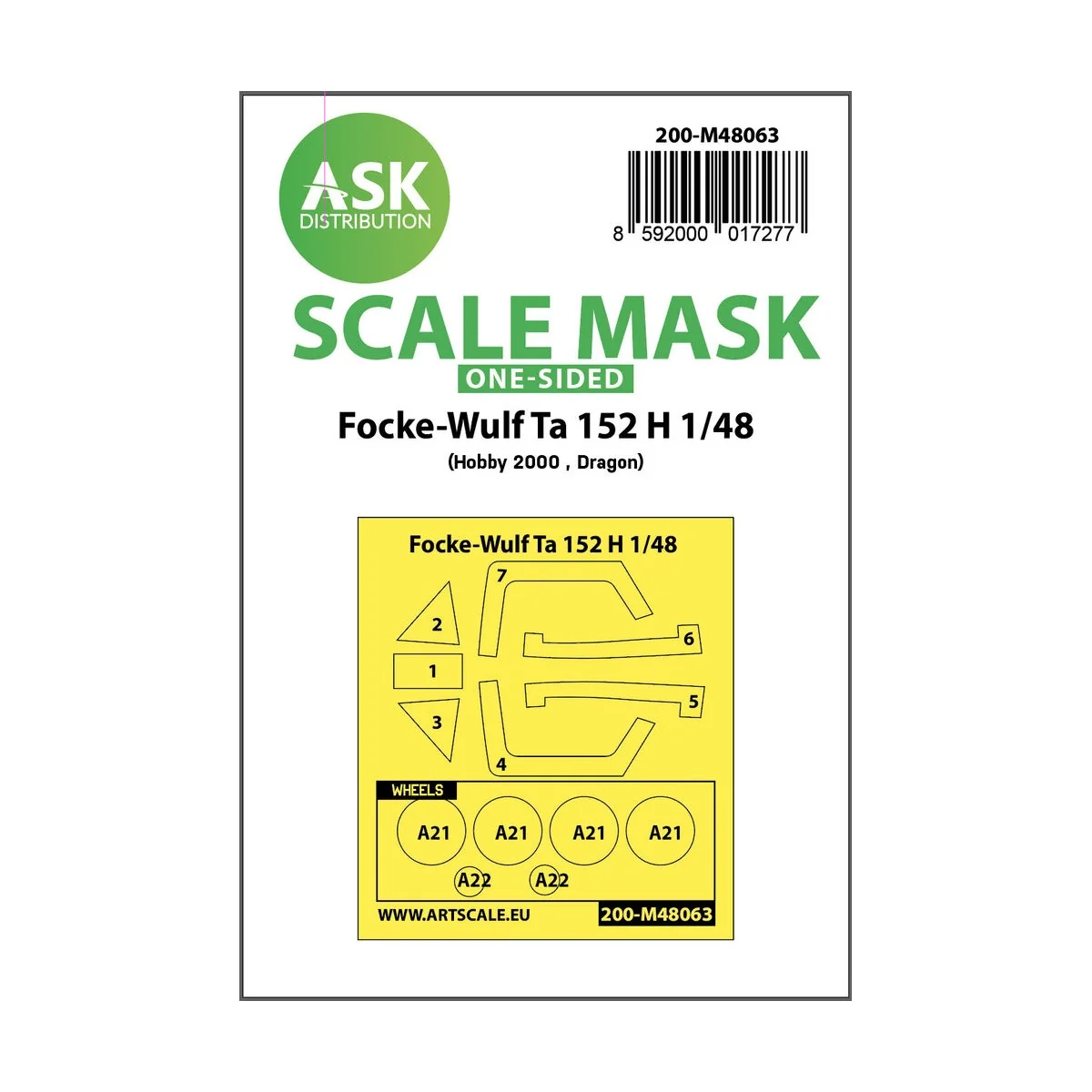 Focke-Wulf Ta 152 H one-sided express mask for Hobby2000 / Dragon, ...