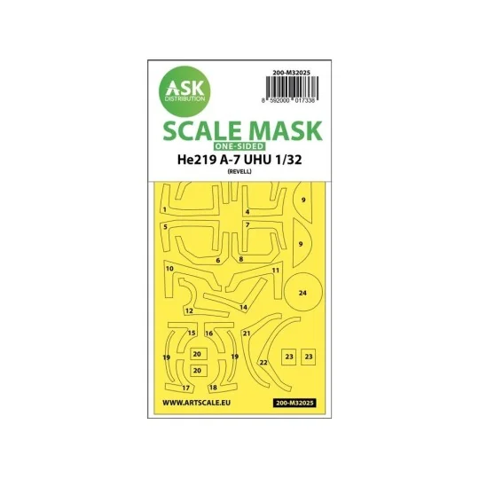 Heinkel He 2019A-7 UHU one-sided express masks for Revell, 1/32 - A...