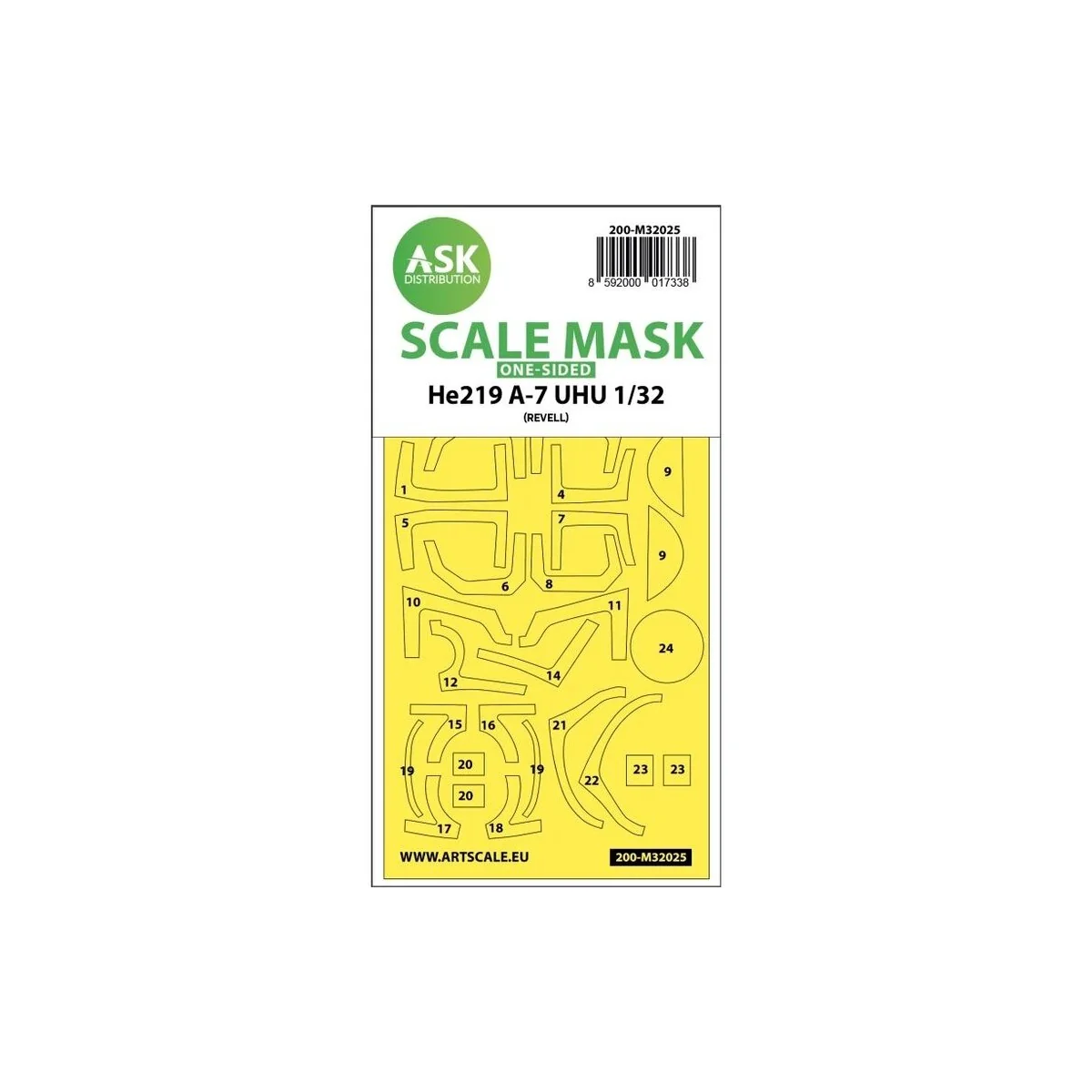 Heinkel He 2019A-7 UHU one-sided express masks for Revell, 1/32 - A...