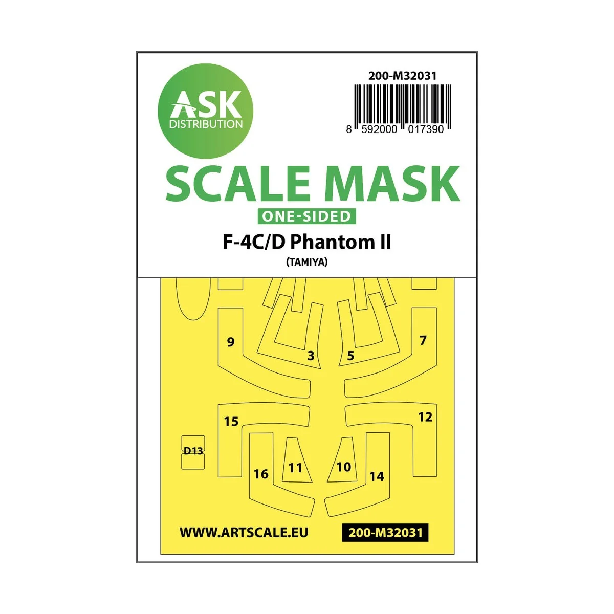 F-4C/D Phantom one-sided mask for Tamiya - Art Scale Kit 200-M32031