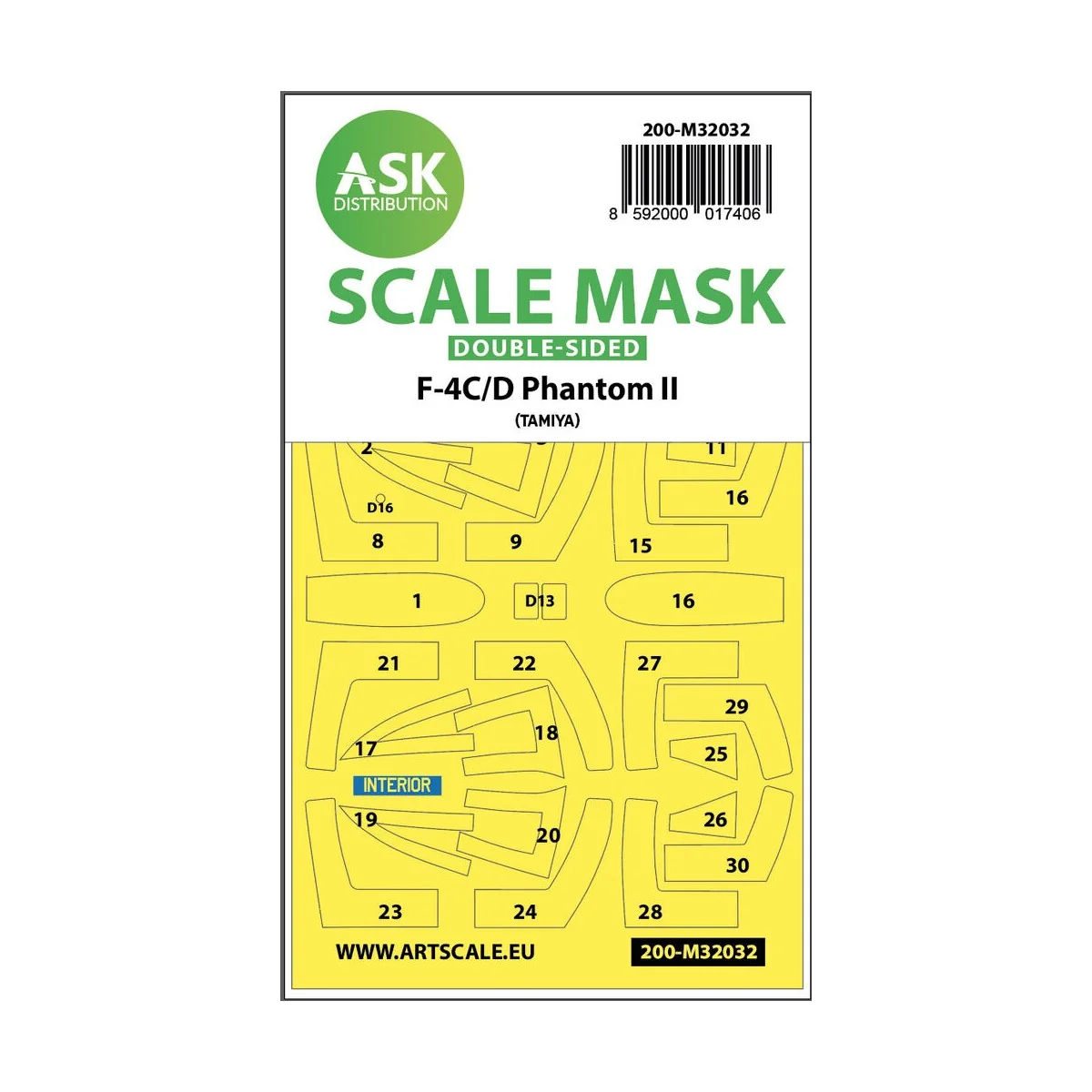 F-4C/D Phantom double-sided mask for Tamiya, 1/32 - Art Scale Kit 2...