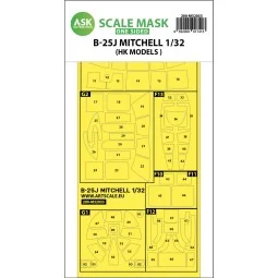 B-25J Mitchell one-sided mask for HK Models, 1/32 - Art Scale Kit 2...