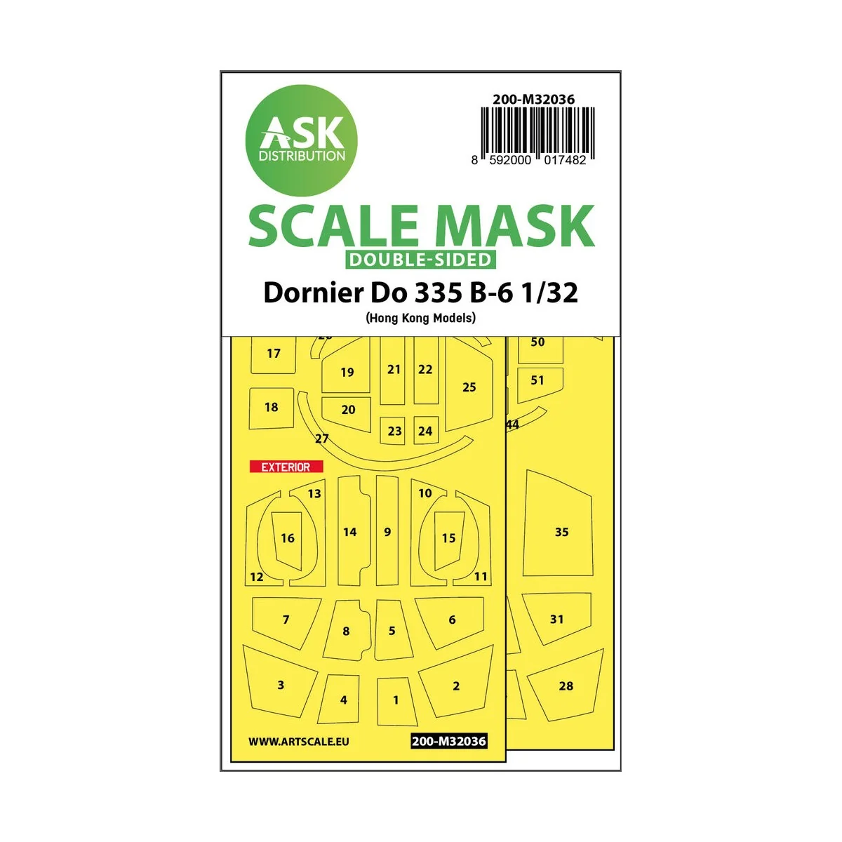 Dornier Do 335B-6 double-sided mask for HK Models, 1/32 - Art Scale...