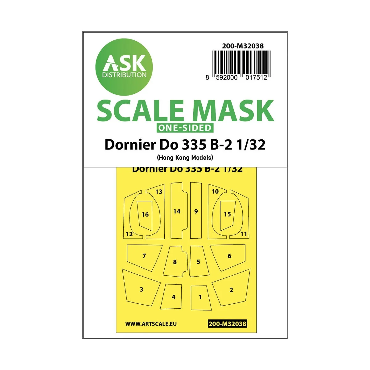 Dornier Do 335B-2 one-sided mask for HK Models, 1/32 - Art Scale Ki...