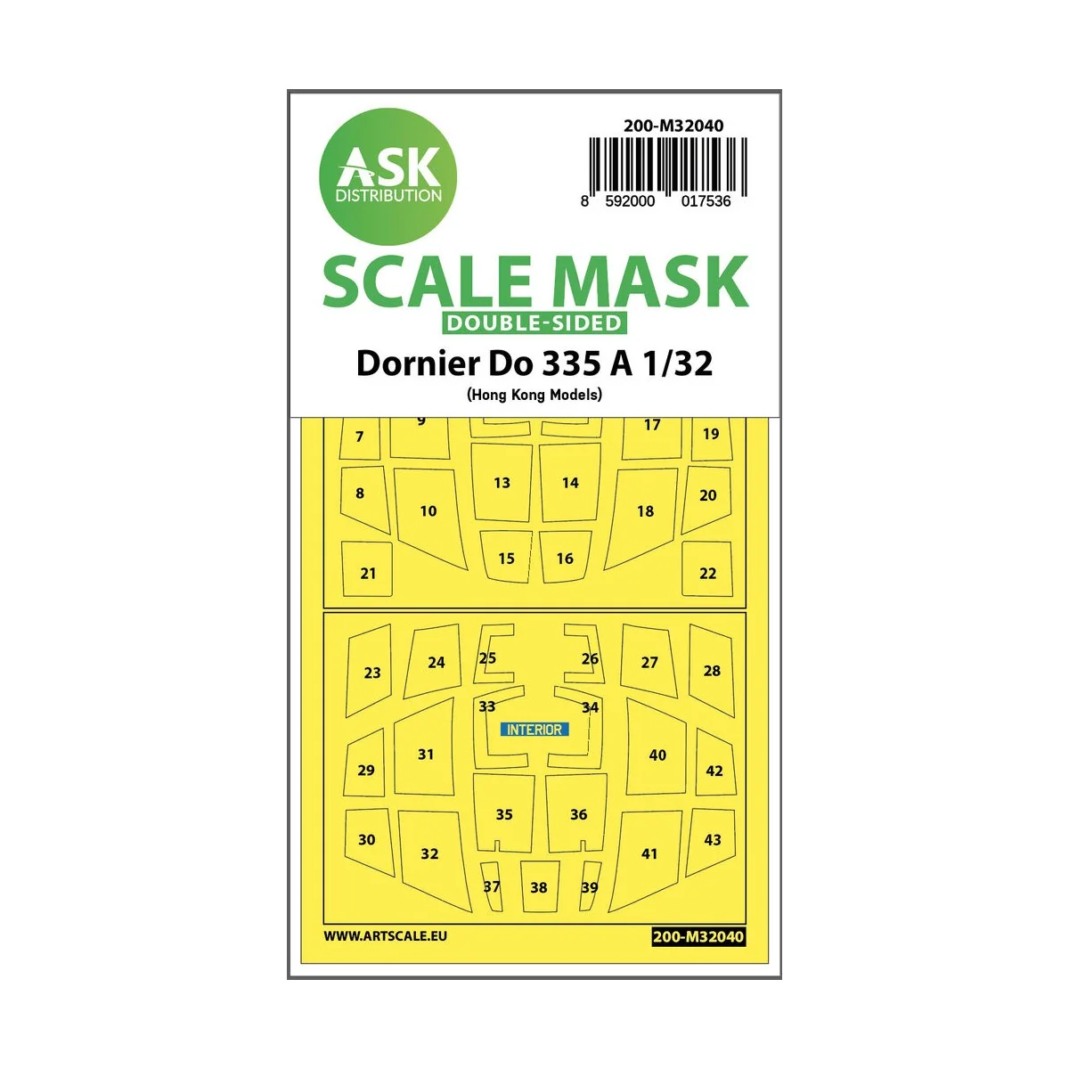 Dornier Do 335A double-sided mask for HK Models, 1/32 - Art Scale K...
