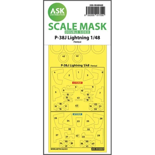 P-38J Lightning double-sided mask for Tamiya, 1/48 - Art Scale Kit ...