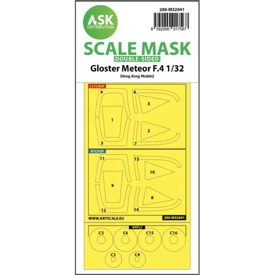 Gloster Meteor F.4 double-sided mask for HK Models, 1/32 - Art Scal...