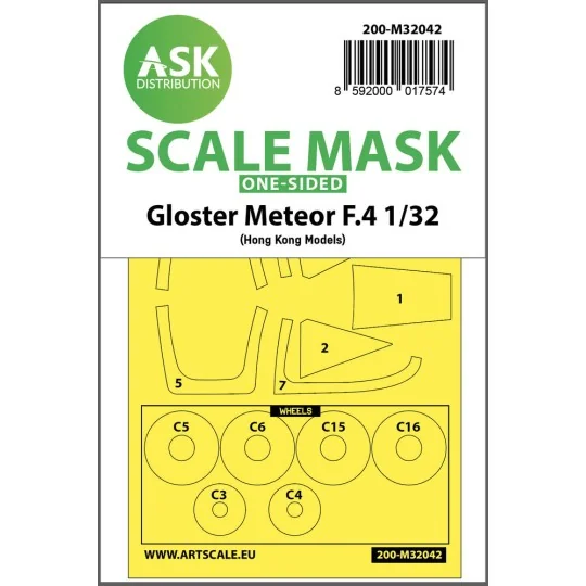 Gloster Meteor F.4 one-sided mask for HK Models, 1/32 - Art Scale K...