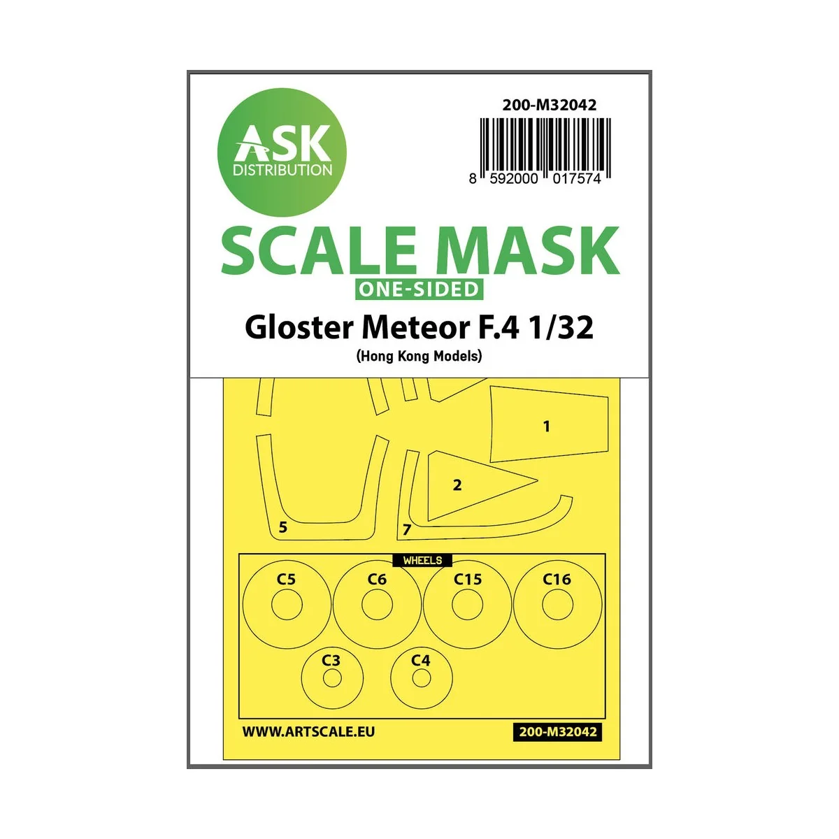 Gloster Meteor F.4 one-sided mask for HK Models, 1/32 - Art Scale K...