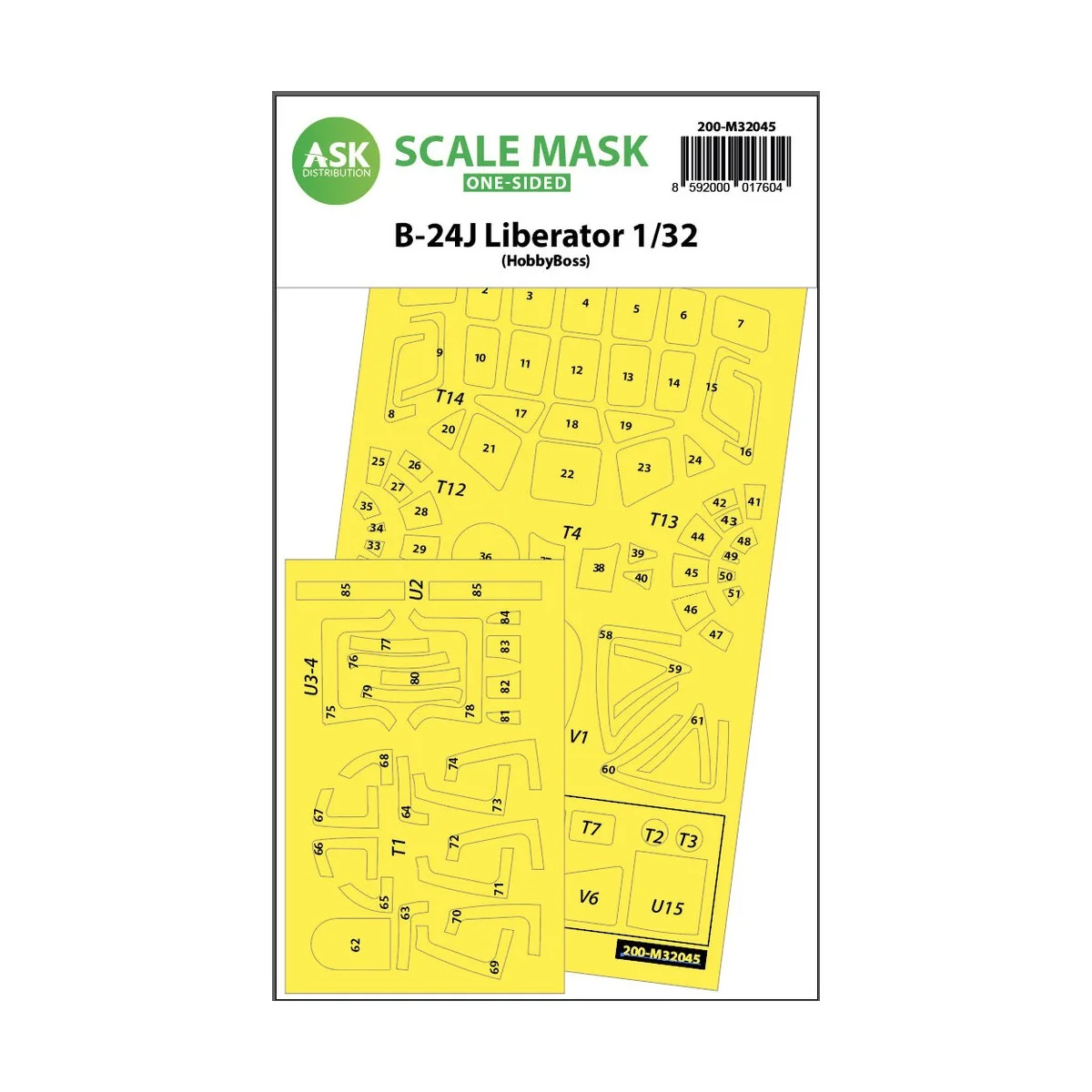 B-24J Liberator one-sided mask for Hobby Boss - Art Scale Kit 200-M...