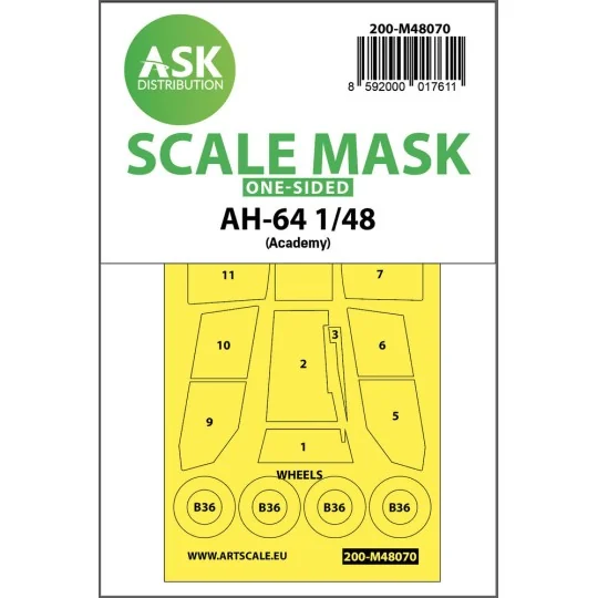 AH-64 one-sided mask for Academy, 1/48 - Art Scale Kit 200-M48070
