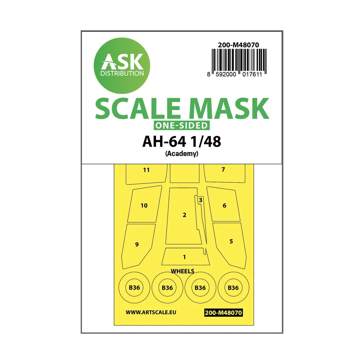AH-64 one-sided mask for Academy - Art Scale Kit 200-M48070