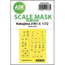 Nakajima J1N1-S one-sided painting mask for Hobby2000 / Fujimi, 1/7...