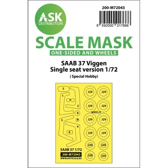 SAAB 37 Viggen single seater one-sided painting mask for Special Ho...