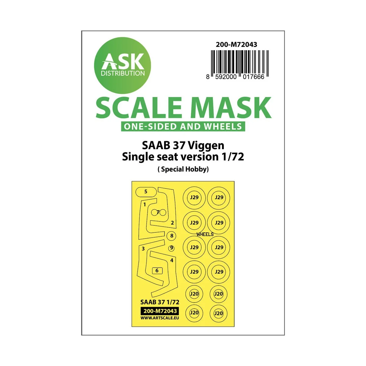 SAAB 37 Viggen single seater one-sided painting mask for Special Ho...