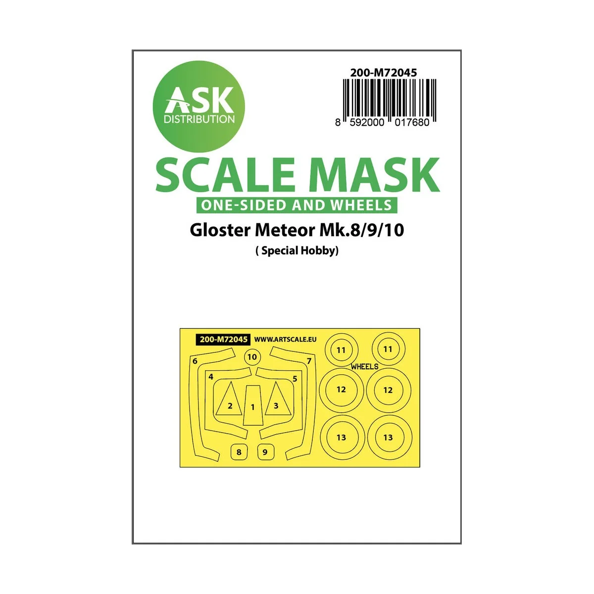 Gloster Meteor Mk.8/9/10 one-sided painting mask for Special Hobby,...