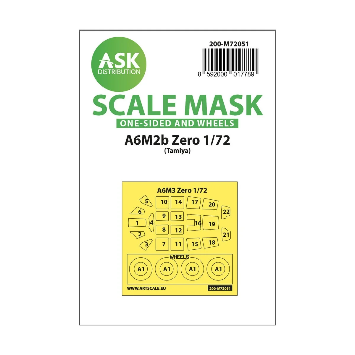 A6M2b Zero one-sided painting express mask for Tamiya, 1/72 - Art S...