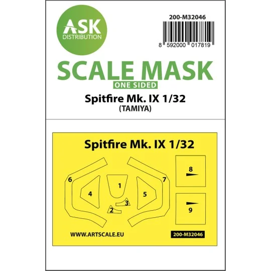 Spitfire Mk.IX one-sided masks for Tamiya - Art Scale Kit 200-M32046