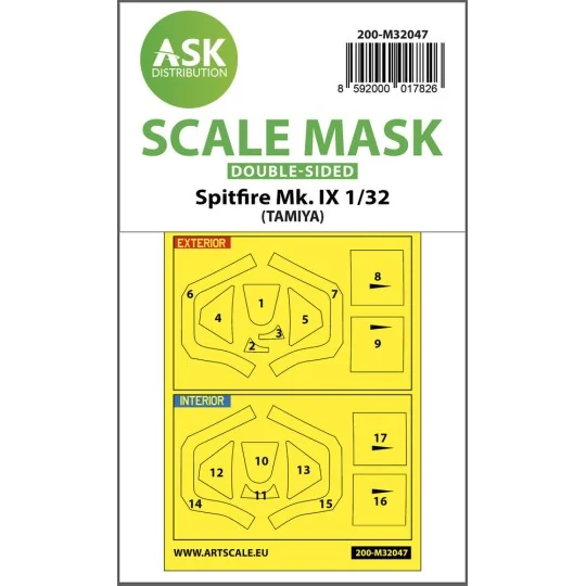 Spitfire Mk.IX double-sided masks for Tamiya, 1/32 - Art Scale Kit ...