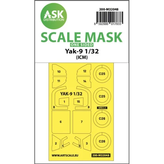 Yak-9 one-sided mask for ICM, 1/32 - Art Scale Kit 200-M32048