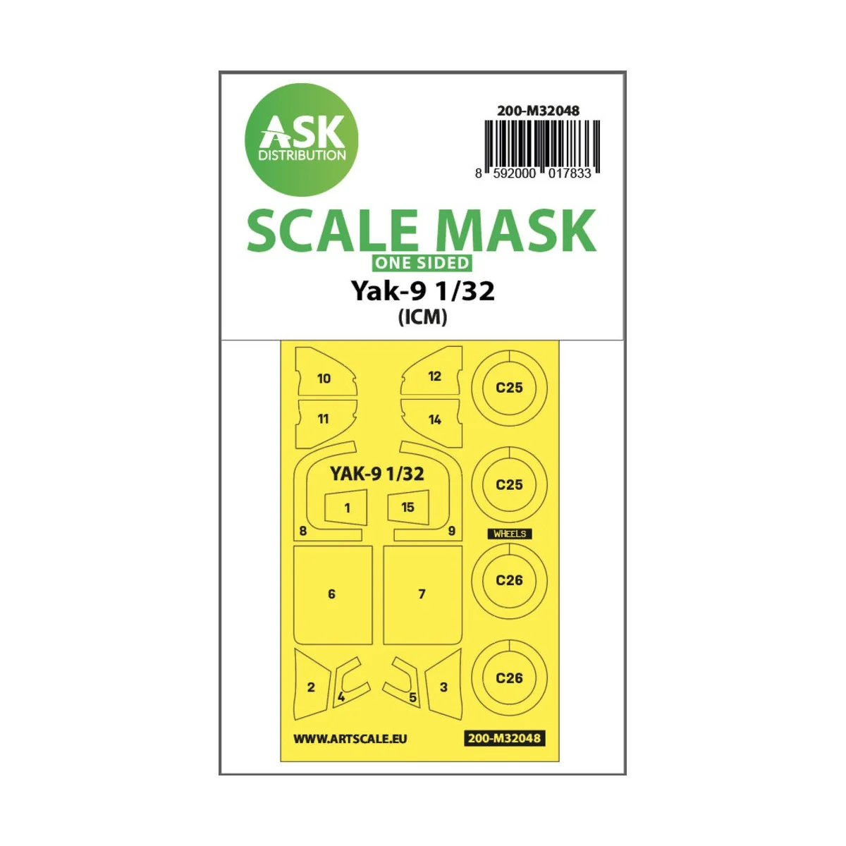 Yak-9 one-sided mask for ICM - Art Scale Kit 200-M32048