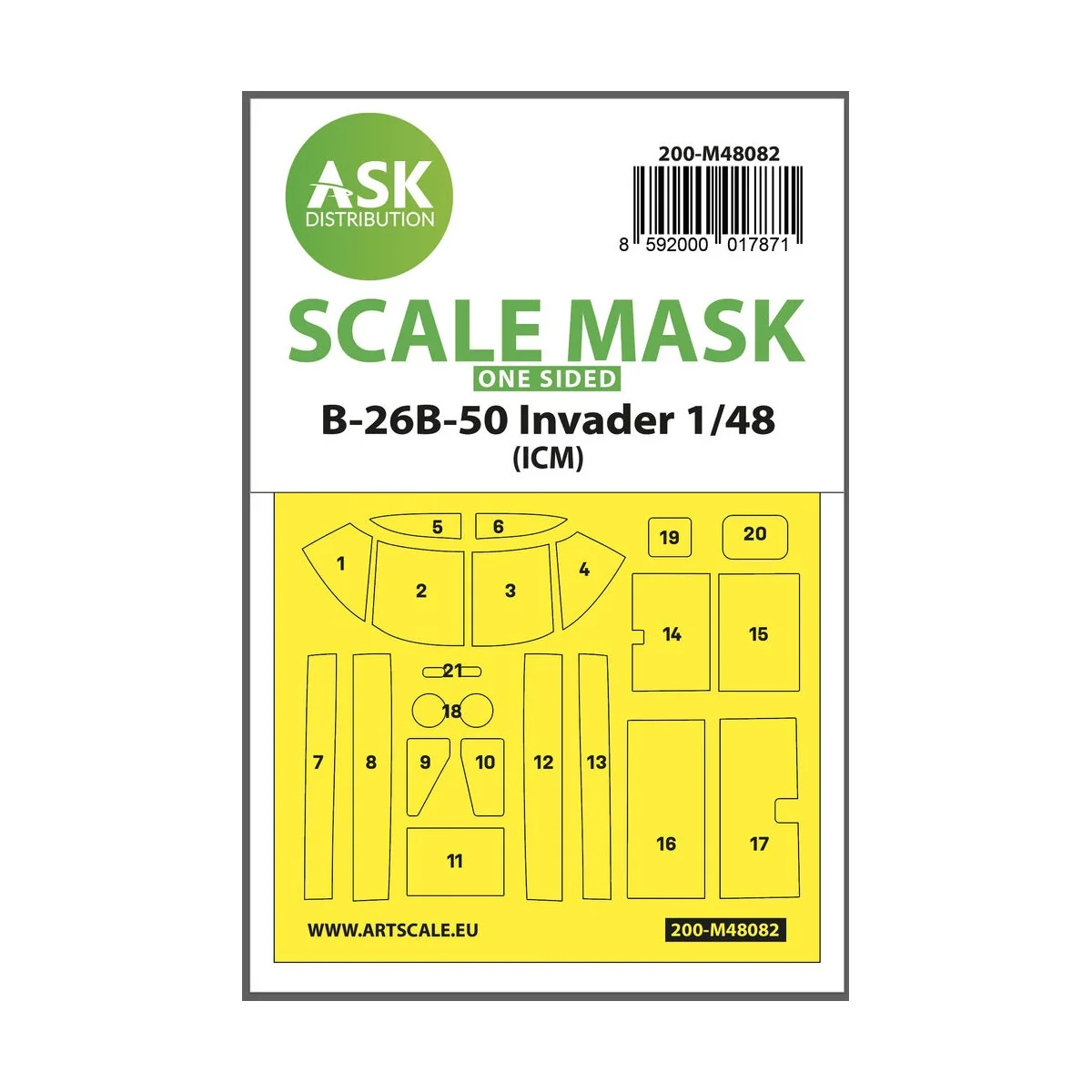 B-26B-50 Invader one-sided mask self-adhesive pre-cutted for ICM - ...