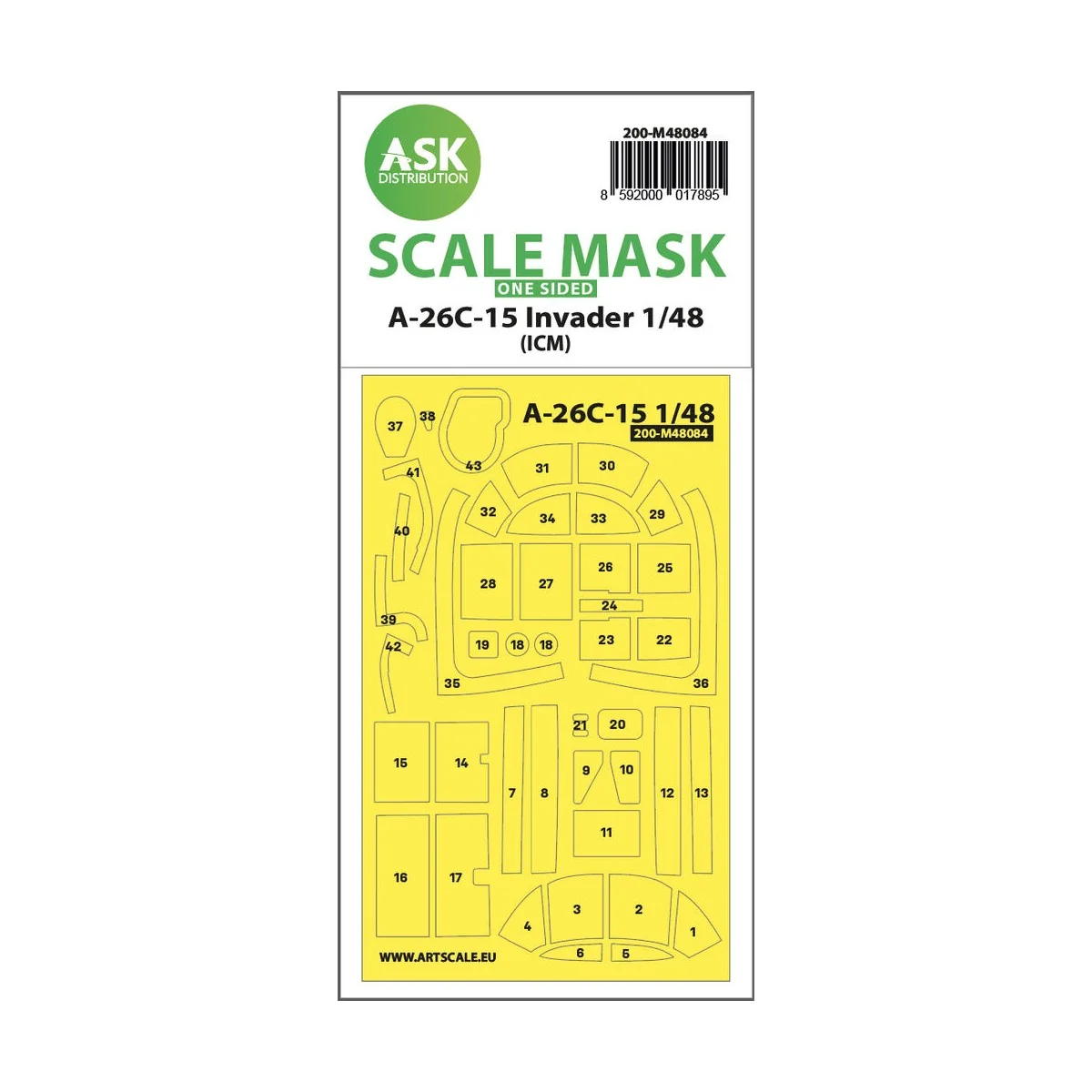 A-26C-15 Invader one-sided mask self-adhesive pre-cutted for ICM, 1...