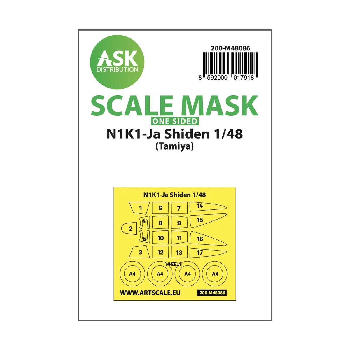 N1K1-Ja Shiden one-sided mask self-adhesive pre-cutted for Tamiya -...