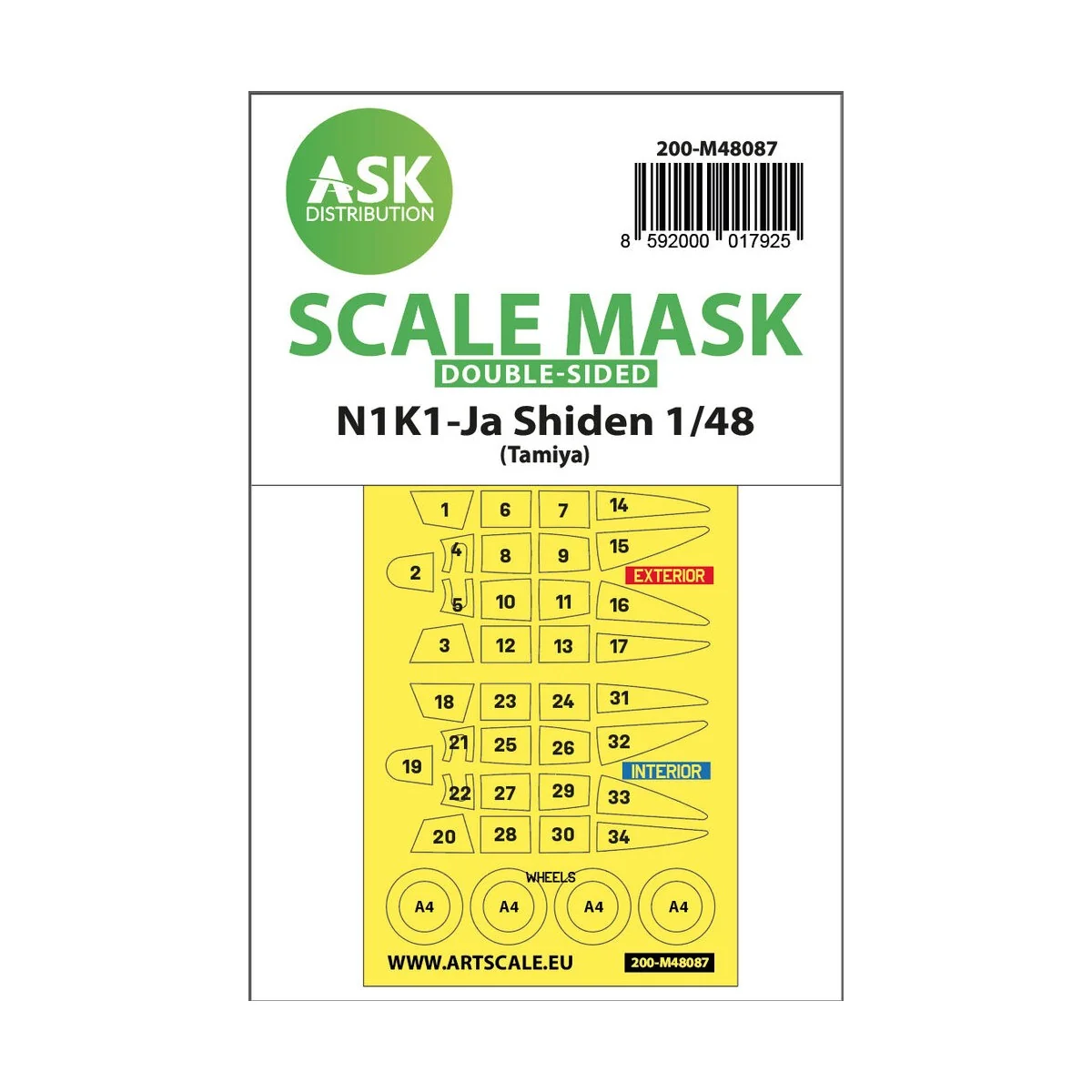 N1K1-Ja Shiden double-sided mask self-adhesive pre-cutted for Tamiy...