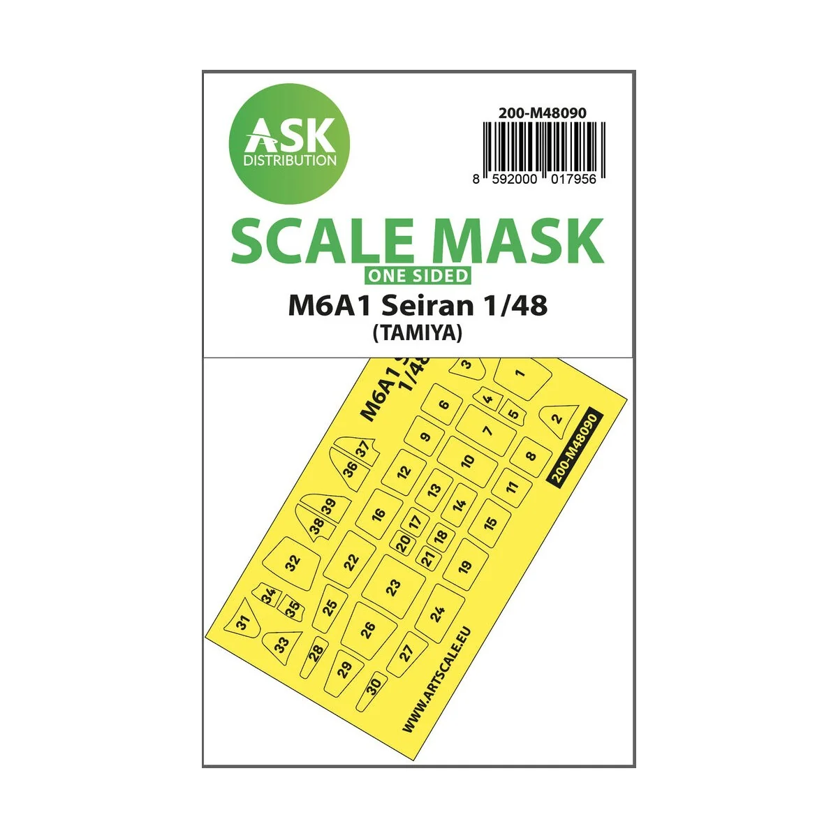 M6A1 Seiran one-sided mask self-adhesive pre-cutted for Tamiya, 1/4...