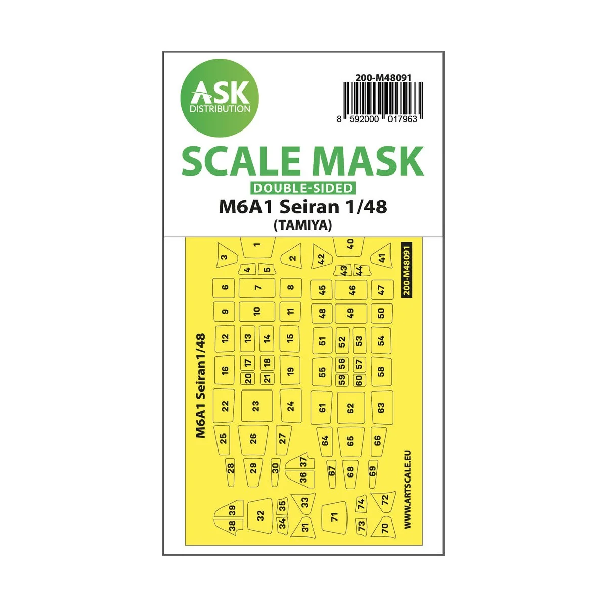M6A1 Seiran double-sided mask self-adhesive pre-cutted for Tamiya -...
