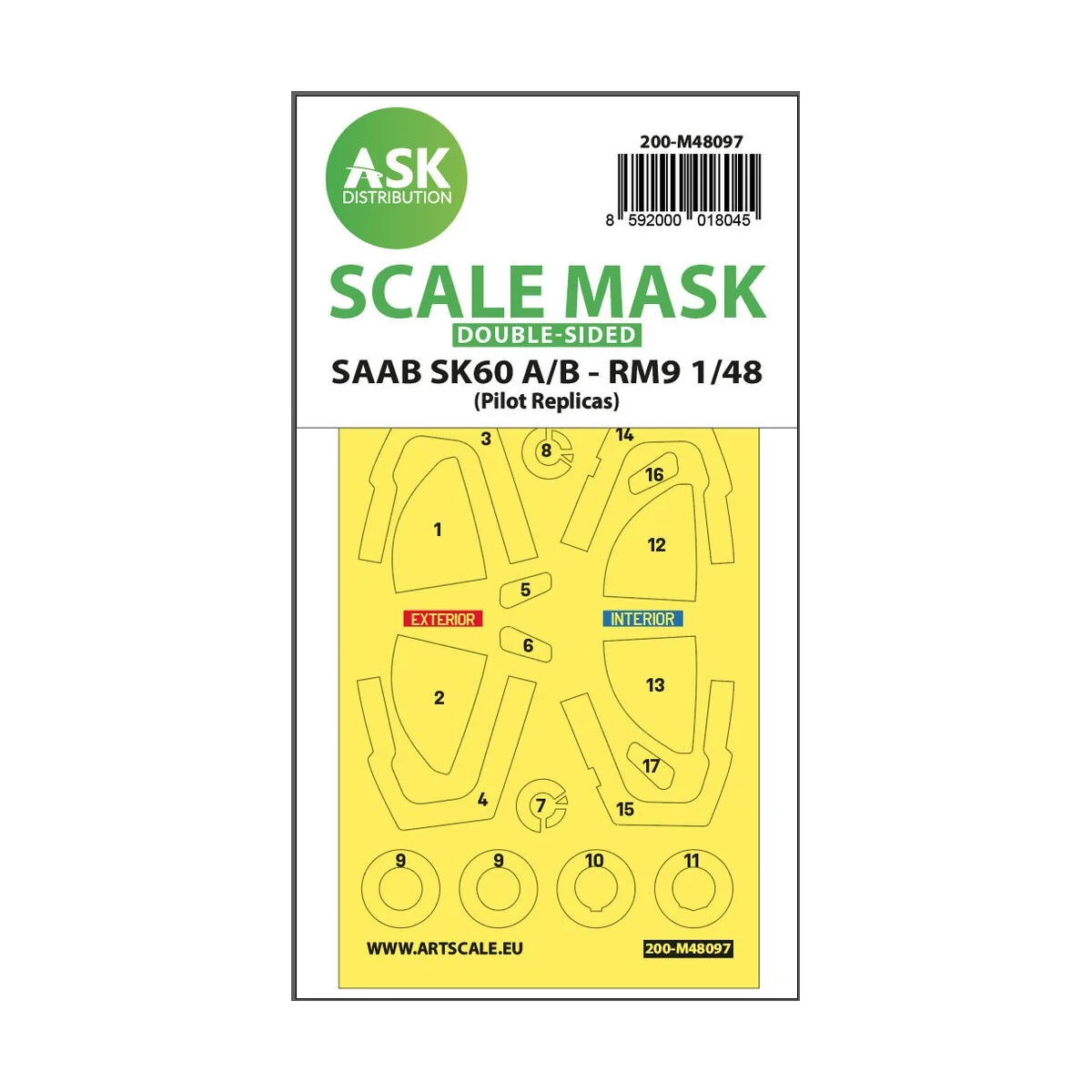 SAAB SK60 double-sided mask self-adhesive, pre-cutted for Pilot Rep...