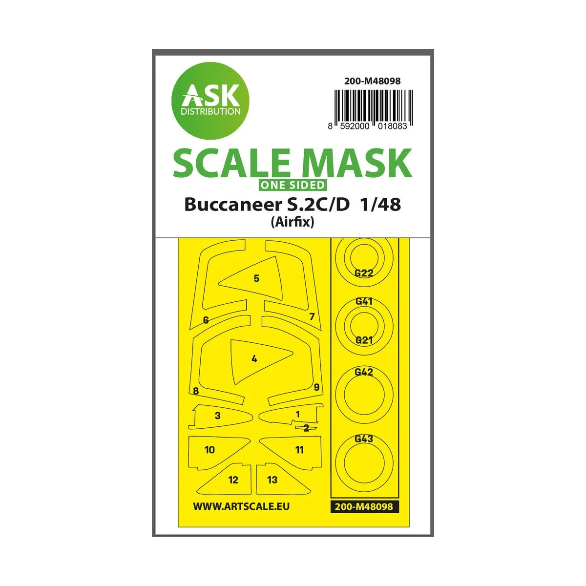 Buccaneer S.2C/D one-sided mask self-adhesive, pre-cutted for Airfi...