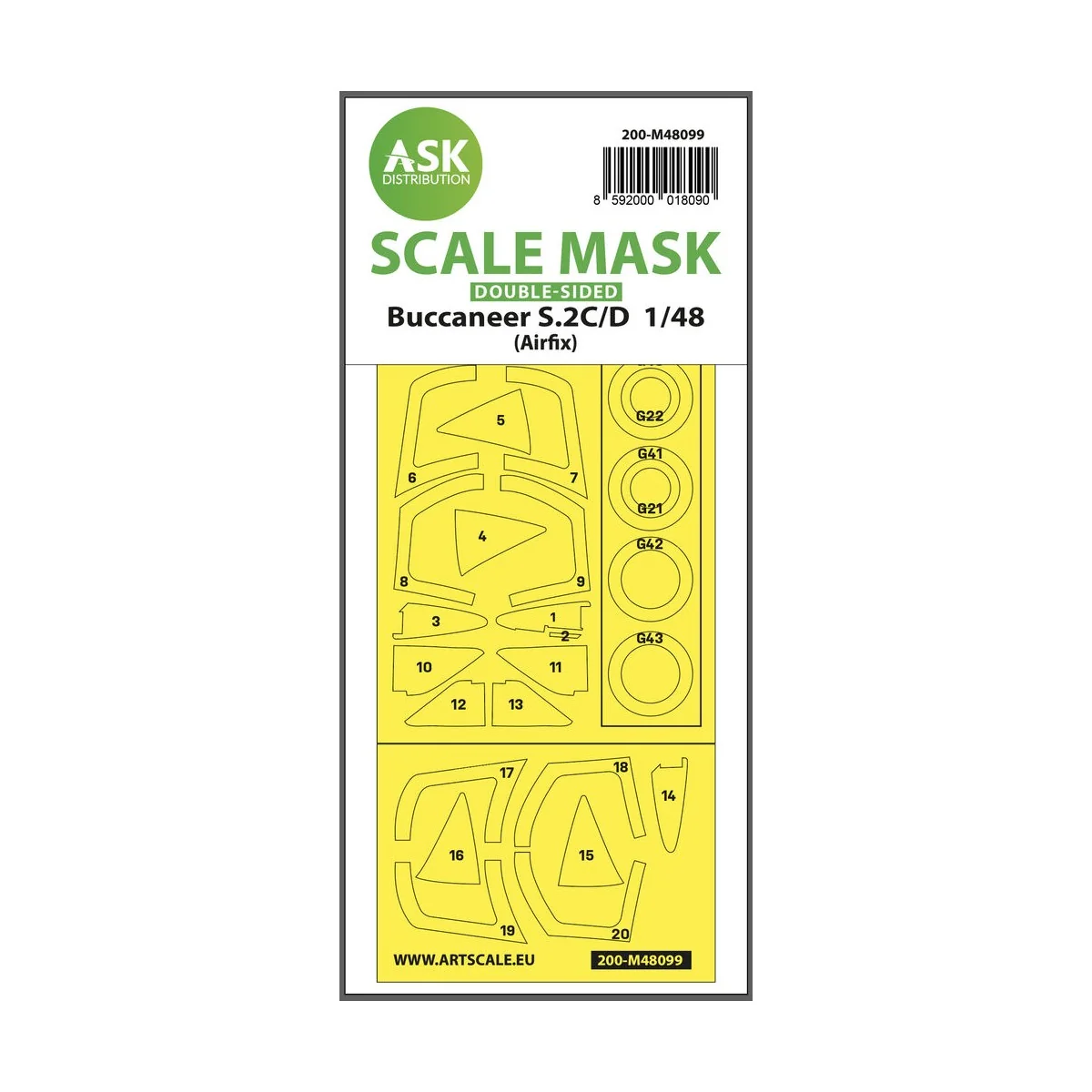 Buccaneer S.2C/D double-sided mask self-adhesive, pre-cutted for Ai...