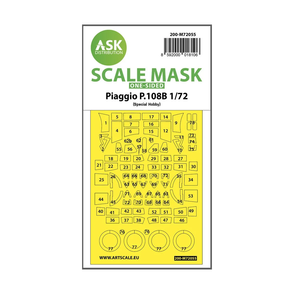 Piaggio P.108B one-sided painting express mask for Special Hobby, 1...