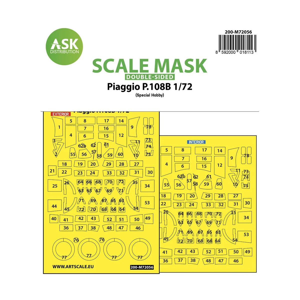 Piaggio P.108B double-sided painting express mask for Special Hobby...