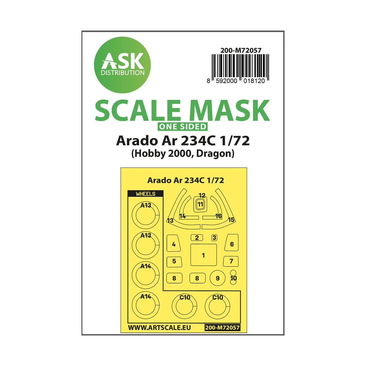 Arado Ar 234C one-sided painting express mask for Hobby2000 / Drago...