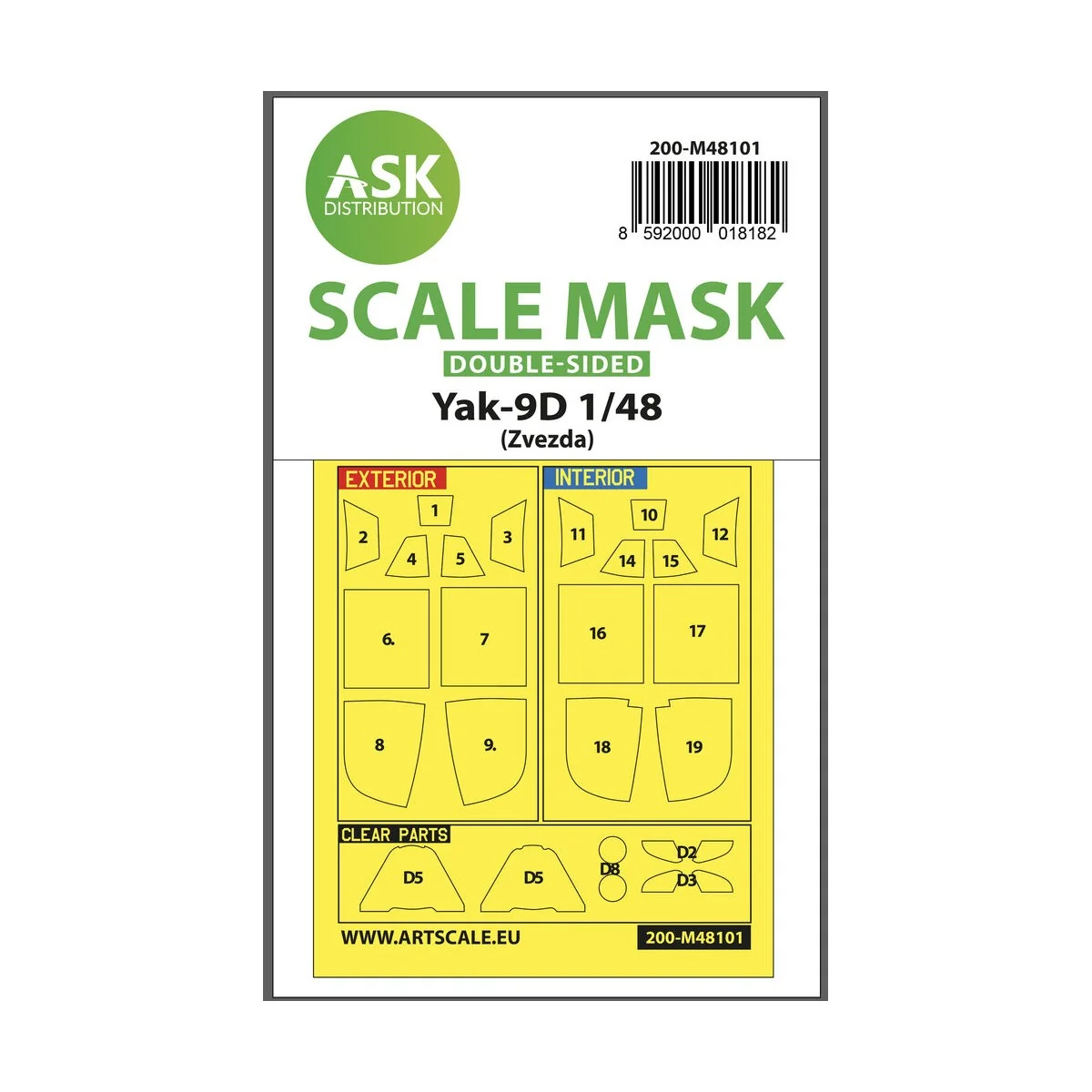 Yak-9D double-sided express mask, self-adhesive, pre-cutted for Zve...