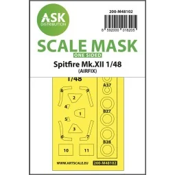 Spitfire Mk.XII one-sided mask self-adhesive, pre-cutted for Airfix...