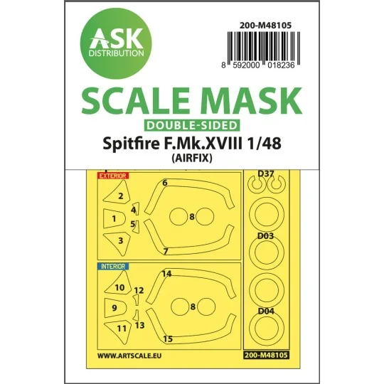 Spitfire F.Mk.XVIII double-sided mask self-adhesive, pre-cutted for...