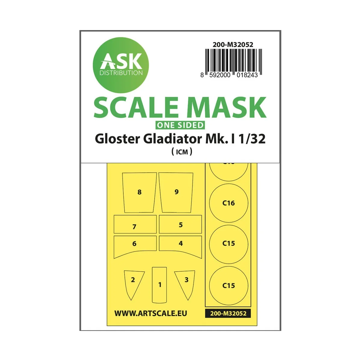 Gloster Gladiator Mk.I one-sided painting mask for Revell / ICM - A...
