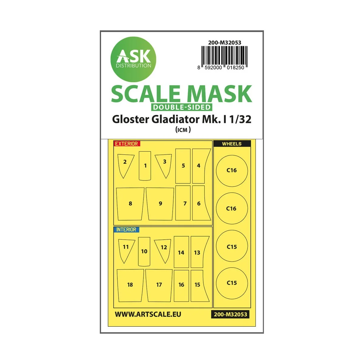 Gloster Gladiator Mk.I double-sided painting mask for Revell / ICM,...