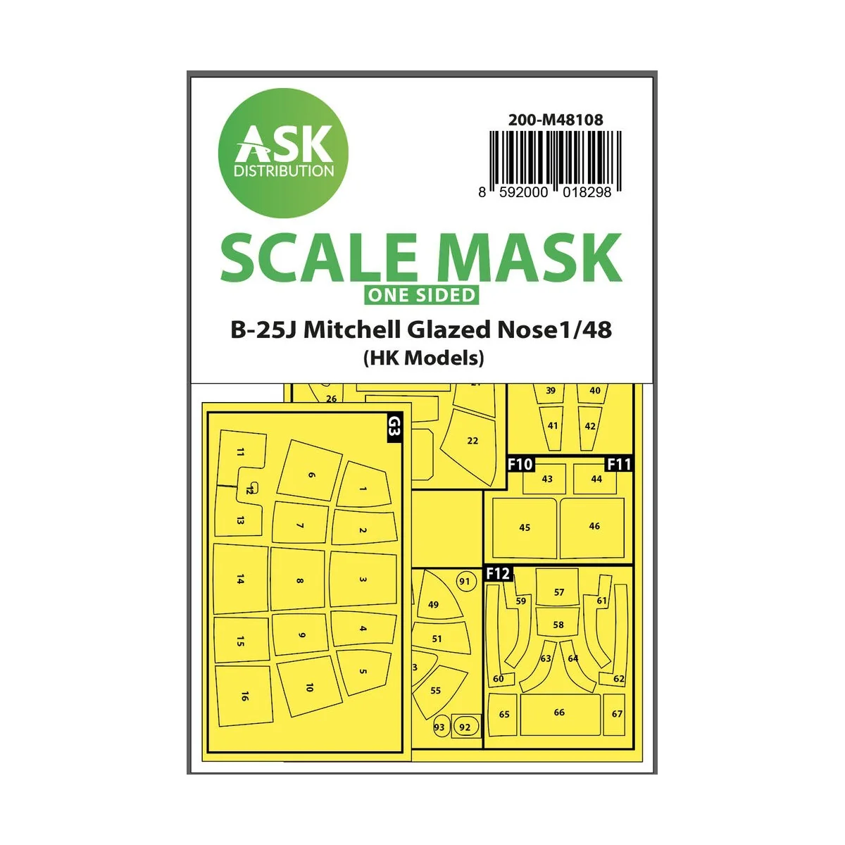 B-25J Mitchell one-sided mask self-adhesive pre-cutted for HK Model...