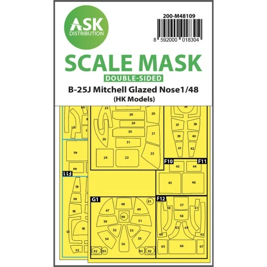 B-25J Mitchell double-sided mask self-adhesive pre-cutted for HK Mo...