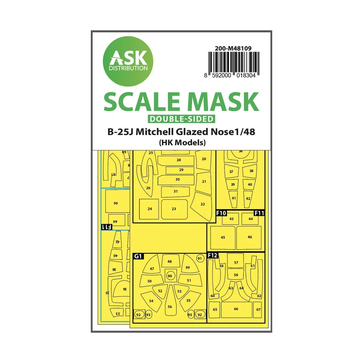 B-25J Mitchell double-sided mask self-adhesive pre-cutted for HK Mo...