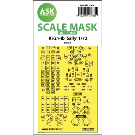 Ki-21lb Sally one-sided pre-cuttet mask for ICM - Art Scale Kit 200...