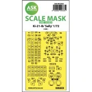 Ki-21lb Sally one-sided pre-cuttet mask for ICM, 1/72 - Art Scale K...