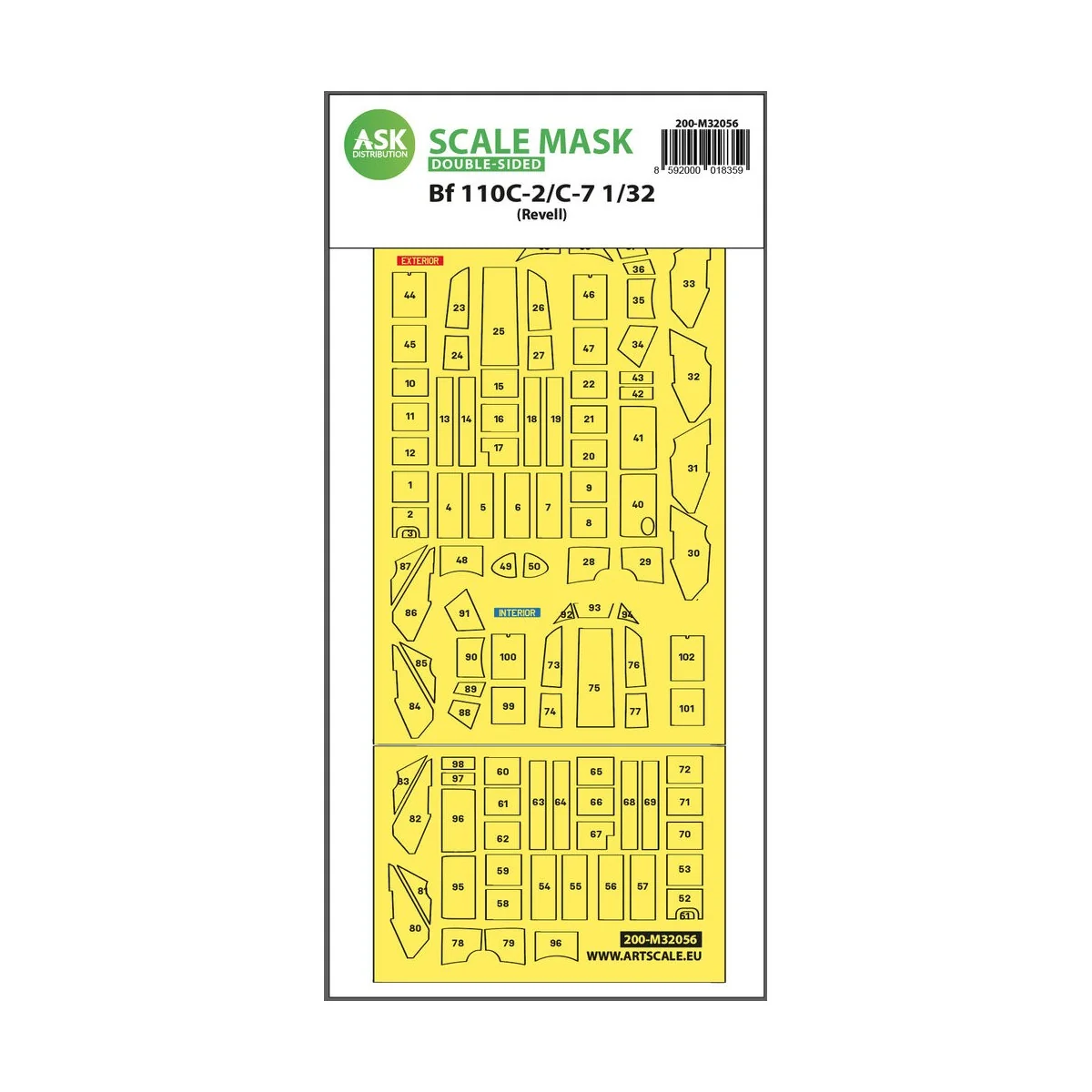 Messerschmitt Bf 110C-2/C-7 double-sided express masks for Revell -...