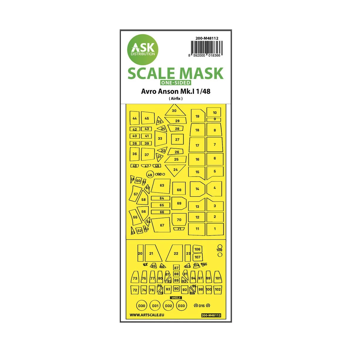 Avro Anson Mk.I one-sided express mask, self-adhesive and pre-cutte...