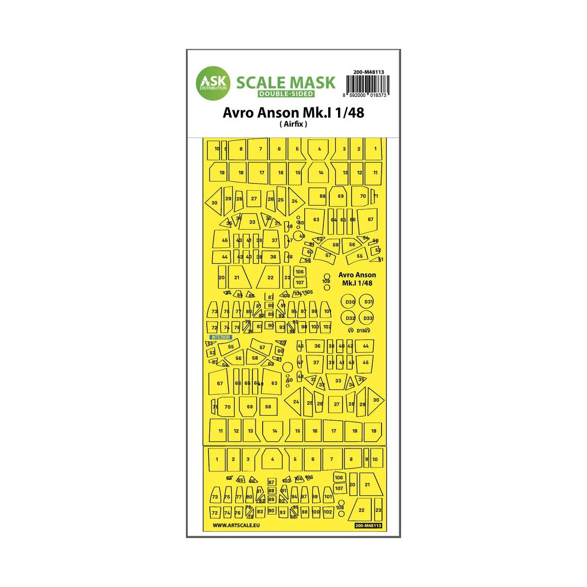 Avro Anson Mk.I double-sided express mask, self-adhesive and pre-cu...